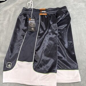 And1 Black and White Men's Athletic Shorts with Lime Trim
